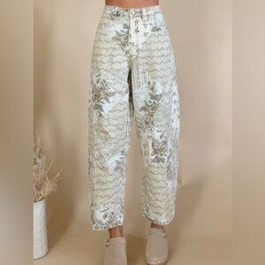 Miou muse Floral Print High-Waisted Pants